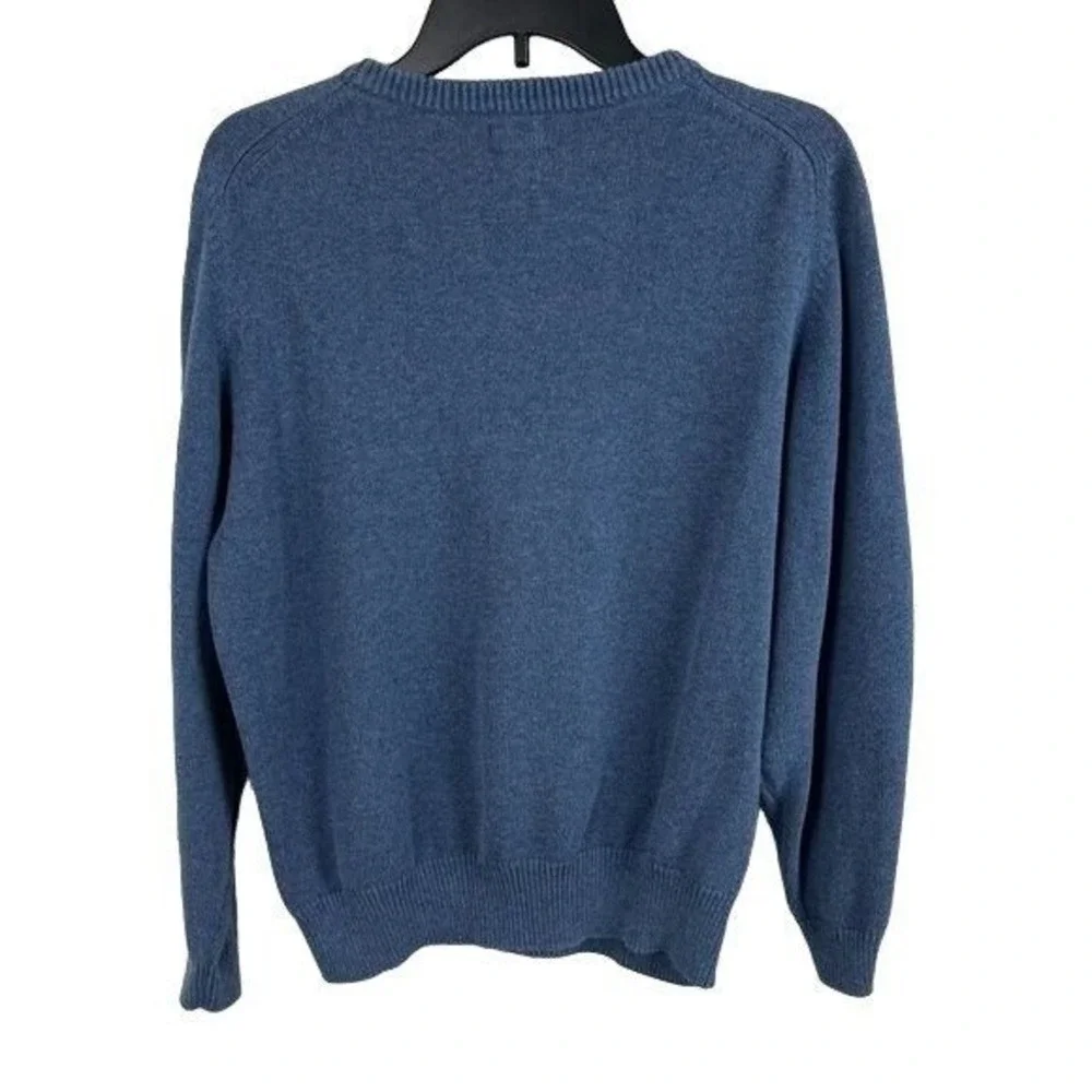 Tabi International Men Blue Crewneck Pullover Cotton Ramie Knit Sweater Size L
